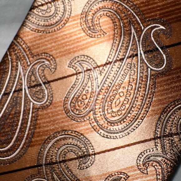 NWT ZEGNA Silk Orange Paisley Neck Tie - Picture 2 of 5